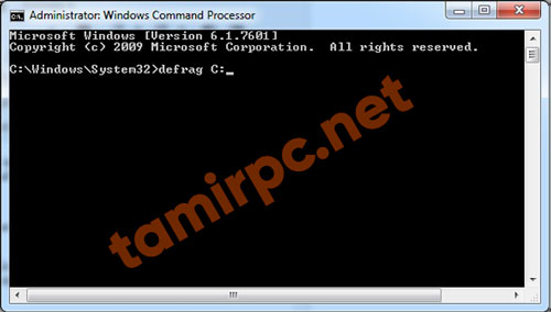 دستور defrag C: