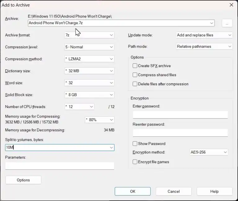 تقسیم فایل‌های بزرگ با استفاده از ۷-Zip