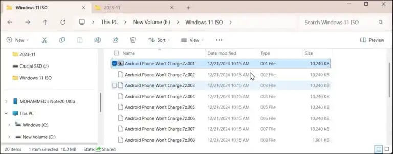 تقسیم فایل‌های بزرگ با استفاده از ۷-Zip