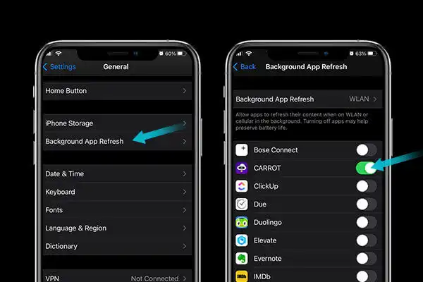 Refresh شدن برنامهها