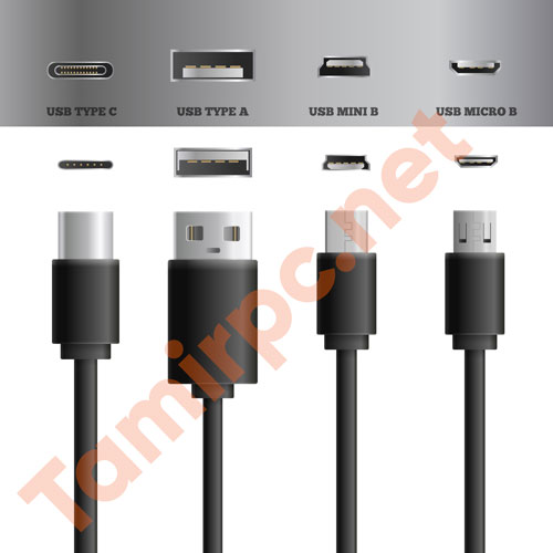 port های یو اس بی و تایپ سی پورت USB و پورت type c